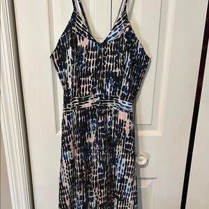 HUNTER BELL Black and Blue Patterned Maxi Dress